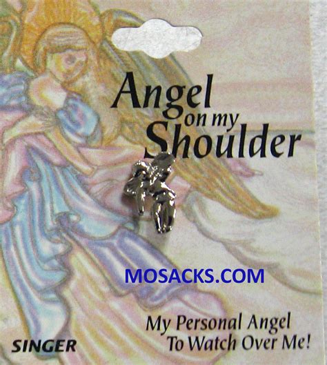 Silver Tone Angel On My Shoulder Lapel Pin From Singer Sj9749
