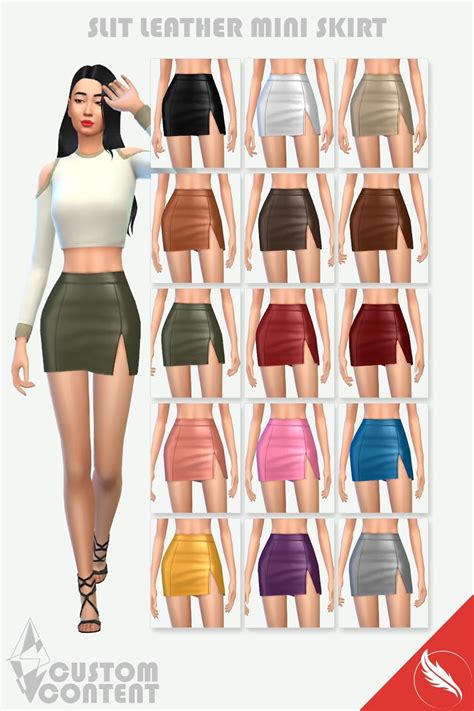 The Sims 4 Cc Slit Leather Mini Skirt Rthesims4mods
