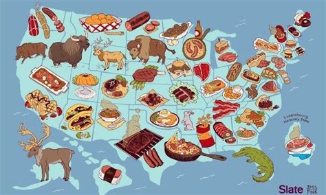 An Illustrated Map Of The United States Filled With Different Types Of