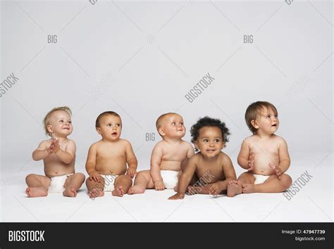 Row Multiethnic Babies Image And Photo Free Trial Bigstock