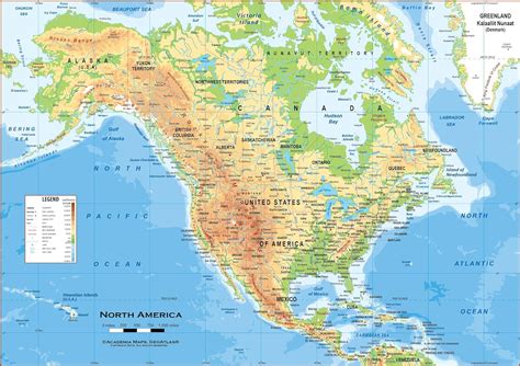 Physical Map Of North America With Labels United States Map