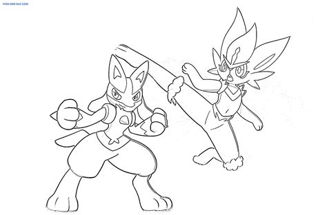 Pokemon Lucario And Riolu Coloring Pages