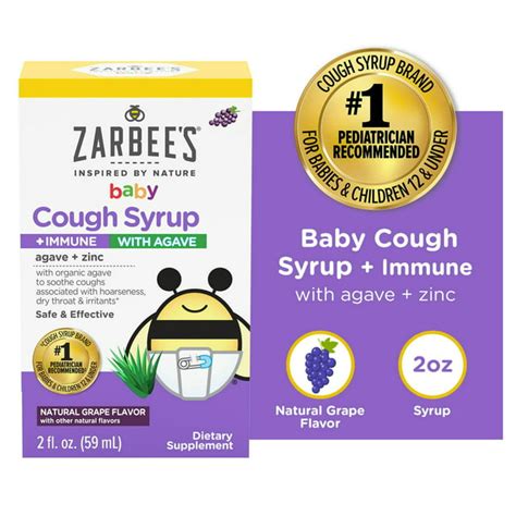 Zarbees Baby Cough Syrup Immune With Agave And Zinc Grape Flavor 2