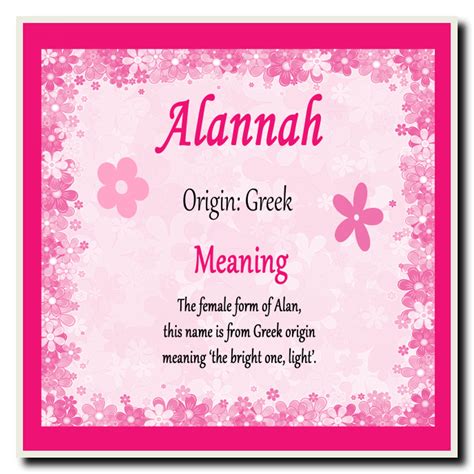 Alannah Personalised Name Meaning Coaster The Card Zoo