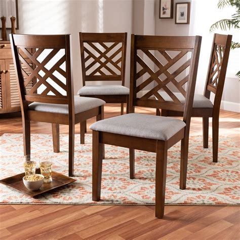 Baxton Studio Caron Wood Dining Chairs In Gray Set Of 4 Homesquare