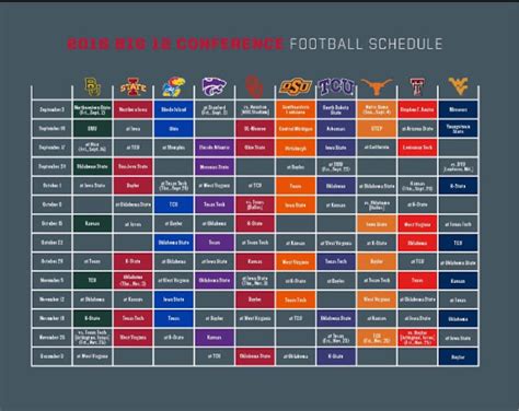 This Colorful Life Big 12 Football Schedule 2016