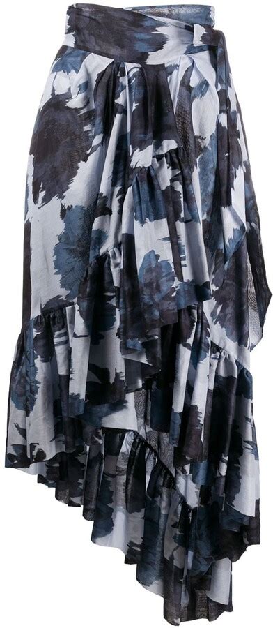 Alexandre Vauthier Asymmetric Floral Print Ruffled Skirt Shopstyle