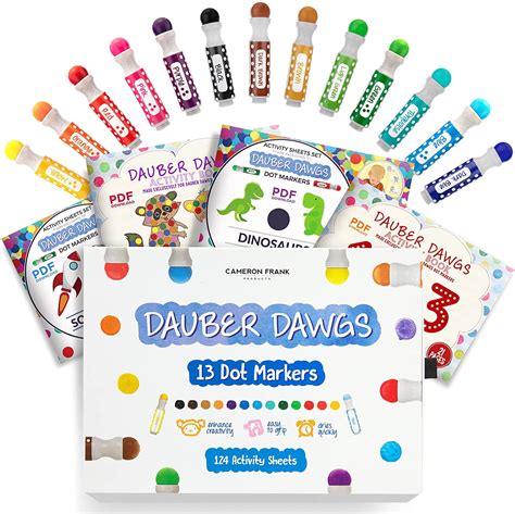 Washable Dot Markers 13 Pack With 121 Activity Sheets For Kids T