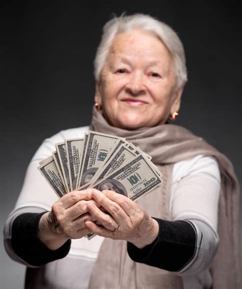 Old Woman Holding Money In Hands Stock Image Image Of Modern America
