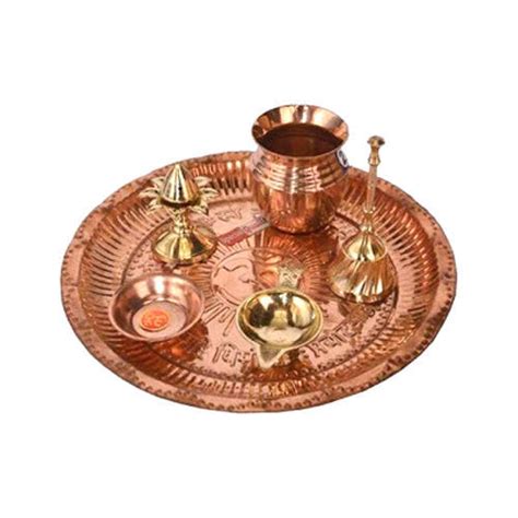 Copper Pooja Thali Set For Home Temple Packaging Type Box At Rs Piece In Moradabad