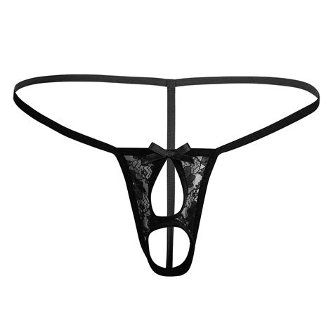 Men Sissy Underwear Lace Floral Panties Open Butt Briefs G String Boxer