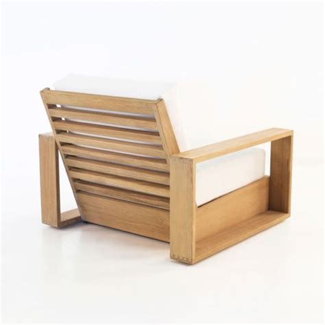 Kuba Teak Outdoor Club Chair Back Angle View Patio Lounge Furniture