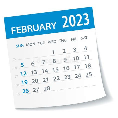 February 2023 Calendar Leaf Week Starts On Monday Vector Illustration
