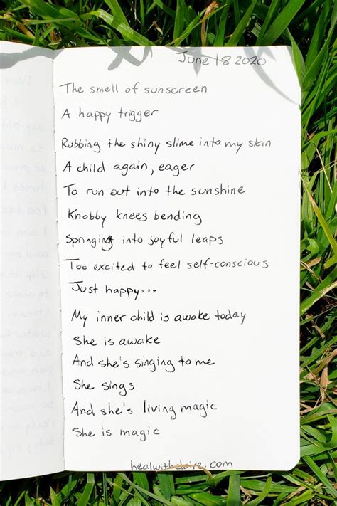 Inner Child Poem Sunscreen Sunshine And Happiness Journal