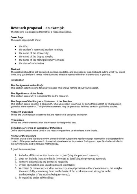 Research Brief Template Purpose Of A Research Proposal