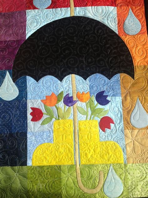 Umbrella Quilt Applique Wall Hanging Spring Quilts Spring Door Wall Quilts Crazy Quilts