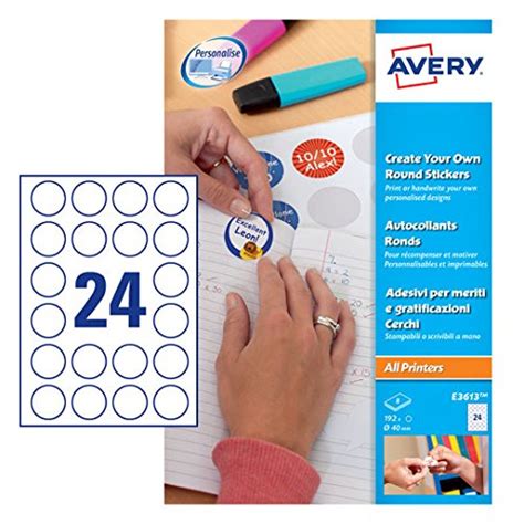 Size (mm) width x height. 24 Per Page/Sheet, 10 Sheets (240 ROUND Sticky Labels ...
