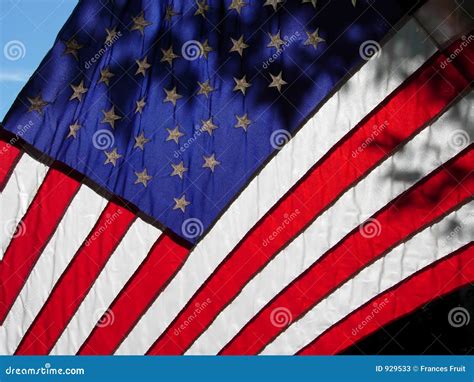 American Flag With Sun Shining Through Stock Image Image Of Blue