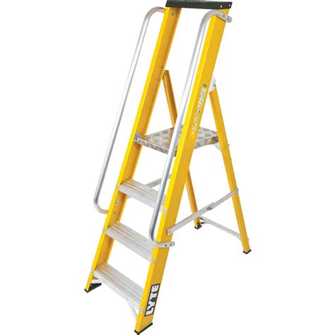 Lyte Heavy Duty Fibreglass Platform Step Ladder With Safety Handrail 4