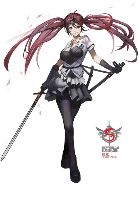 Wallpaper Illustration Long Hair Anime Girls Weapon Cartoon Brown Eyes Sword Person