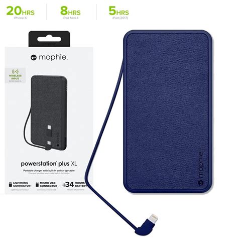 Mophie Powerstation Plus Xl With Integrated Lightning Cable And Wireless