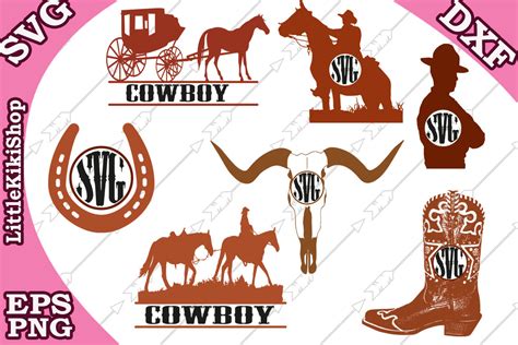 Cowboy Monogram Svgwestern Monogram Svg Horseshoe Svg By