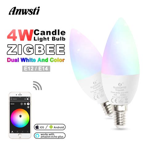Zigbee Led Smart Bulb E14 E12 4w Dimmable Rgbcct Candle Light Lamp