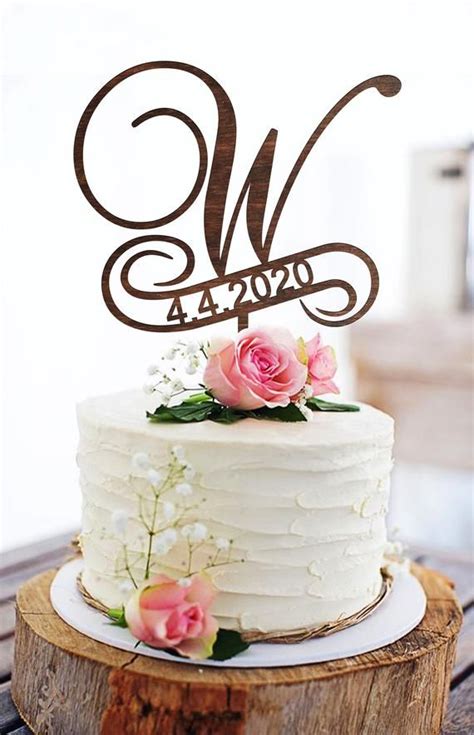 W Cake Topper Wedding Cake Topper Monogram Initials Cake Topper