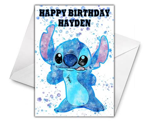 Disney Stitch Personalised Birthday Card Disney Lilo And Etsy