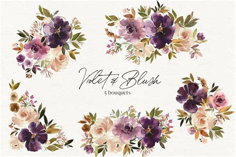 Violet Blush Watercolor Florals PNG | Blush watercolor, Floral watercolor, Watercolor flowers