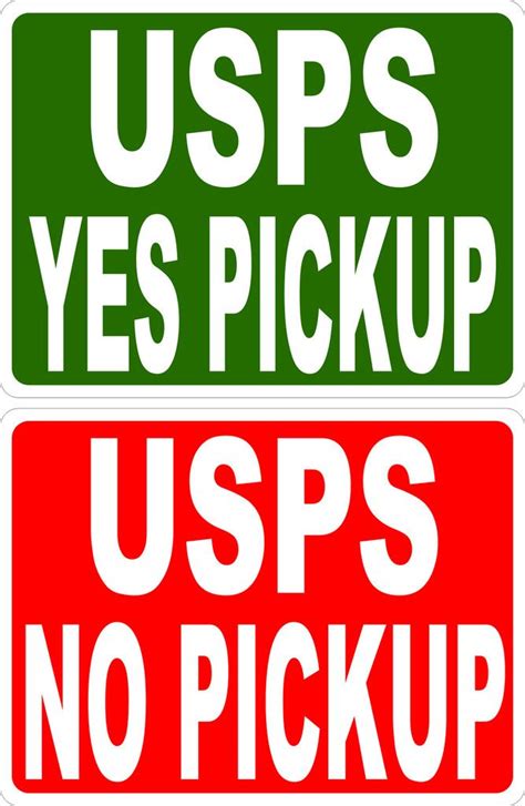 Two Red And Green Signs With The Words Ups Yes Pick Up And No Pickup