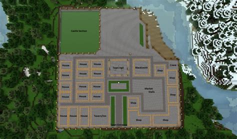 I guess my survival mansion is more of a castle since it is half the size of this? Image result for minecraft town layout | Minecraft castle ...