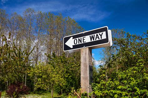 One Way Direction Road Sign Stock Photo Download Image Now Aiming