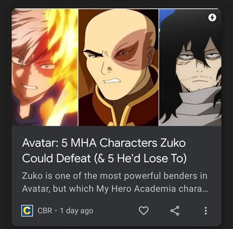 Avatar 5 Mha Characters Zuko Could Defeat 5 Hed Lose To