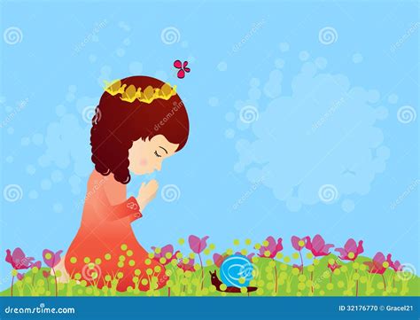 Beautiful Little Girl Praying Stock Photo Image 32176770