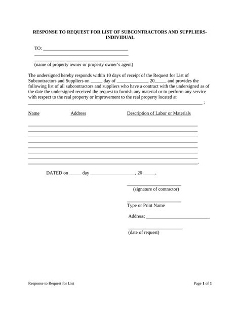 Subcontractors Florida Form Fill Out And Sign Printable Pdf Template