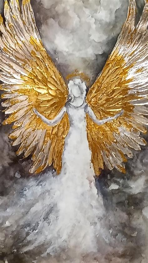 Abstract Angel Painting Watercolor White Angel Art Etsy Malerei