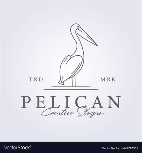 Simple Line Art Pelican Bird Logo Design Vector Image