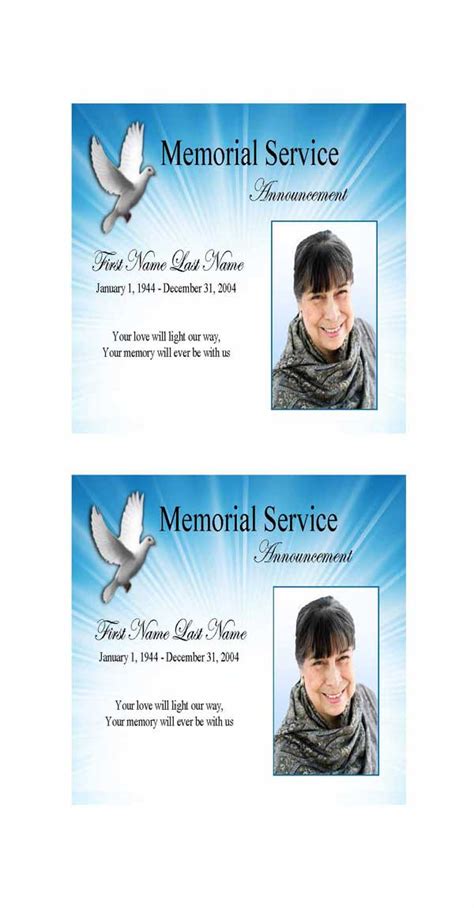 Celestial Dove Large Funeral Program Template Elegant Memorials Gambaran