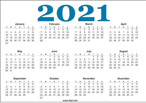 Free 2021 Yearly Calender Template Editable Free Printable 2021