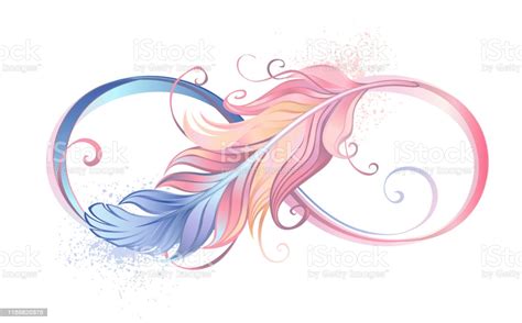 Infinity Symbol With Pink Feather Stock Illustration