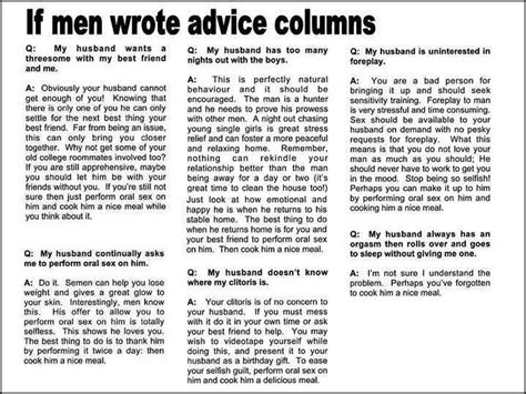 If Men Wrote Advice Columns