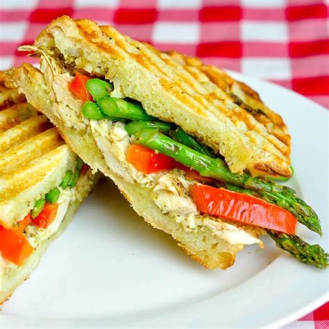 Asparagus Panini With Pesto And Grilled Chicken Recipe Recipes Food