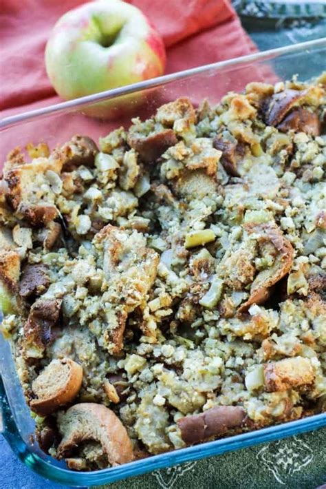 Transfer to prepared dish, cover with foil, and bake until an. Easy Thanksgiving Stuffing with Apples and Celery -Recipe ...