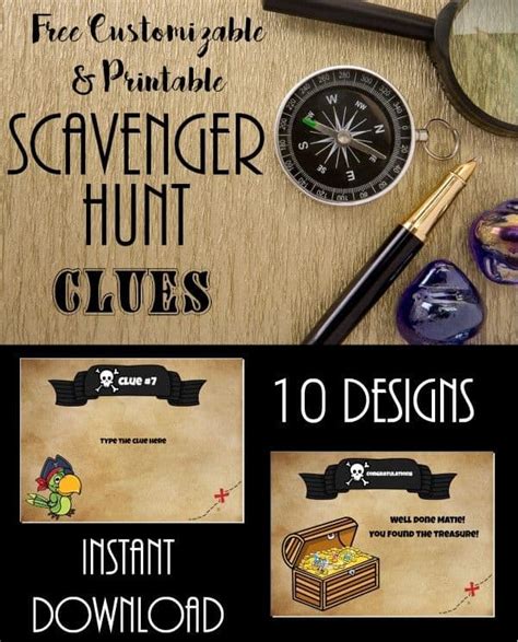 The clues should take into account the ages of the kids participating in the hunt. Scavenger hunt card templates | Customize online & print ...