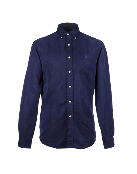 Polo Ralph Lauren Silk And Linen Blend Long Sleeves Shirt In Blue For Men