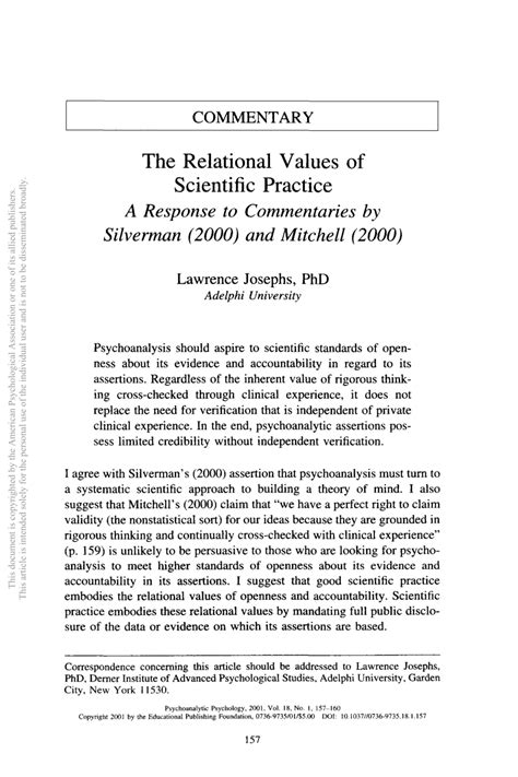Pdf The Relational Values Of Scientific Practice A Response To