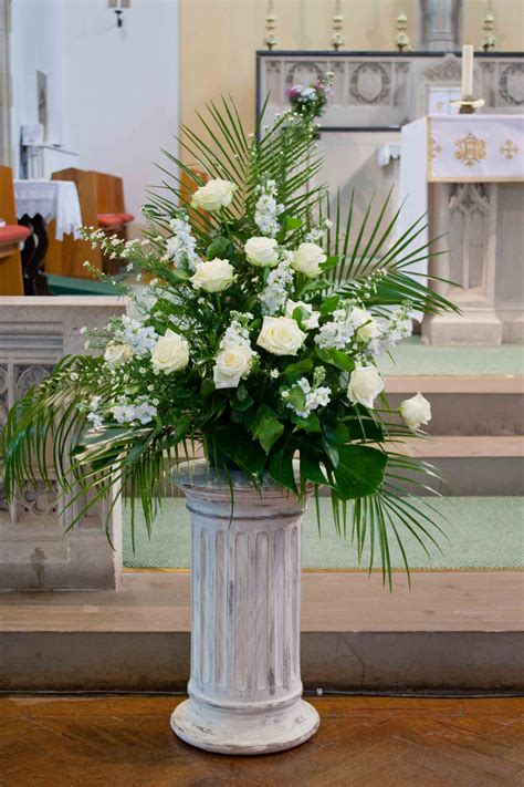 Elegant White Rose Pedestal Arrangement