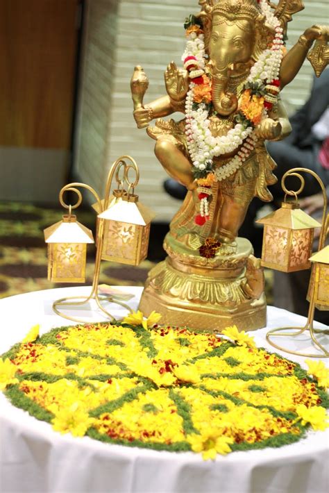 Ganesha With Flower Rangoli Flower Rangoli Hampton Roads Wedding