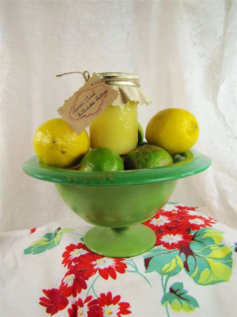 Pedestal Bowl Compote Vintage Lime Green And Gold Fruit Bowl